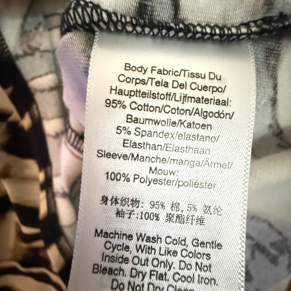 DKNY Women's Short Sleeve Zebra Print Top - Black and Brown - Picture 2 of 2